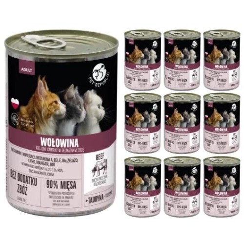 PetRepublic karma mokra dla KOTA KAWAŁKI MIĘSA W SOSIE wołowina 10x400G