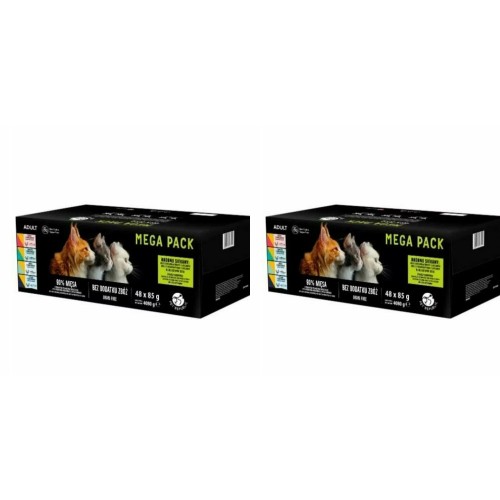 2x PetRepublic karma mokra dla kotów MIX mięsno-rybne smaki 48x85g