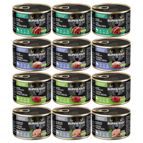 Super Rafi Cat Mokra Karma dla kotów MIX SMAKÓW 12 x 185g
