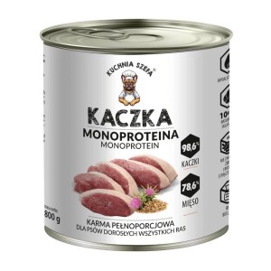 MOKRA KARMA DLA PSÓW KACZKA MONOPROTEINOWA 800G KUCHNIA SZEFA