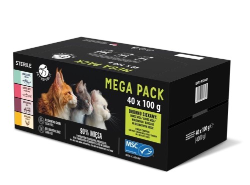 Pet Republic karma mokra dla kotów mix smaków po STERYLIZACJI 40x100g
