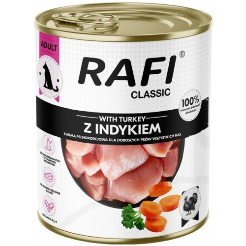 Mokra karma dla psa Rafi Classic z indykiem 800g