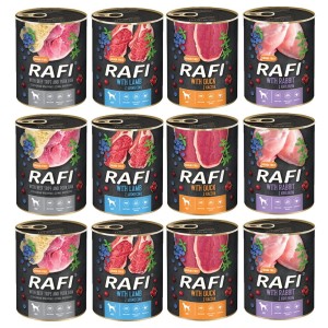 KARMA DLA PSÓW zestaw RAFI MIX SMAKÓW 800G X 12