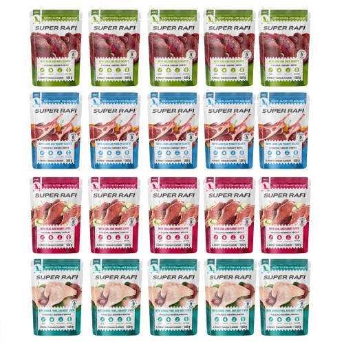 Super Rafi Mokra karma dla psa mix smaków zestaw 20 x 500 g