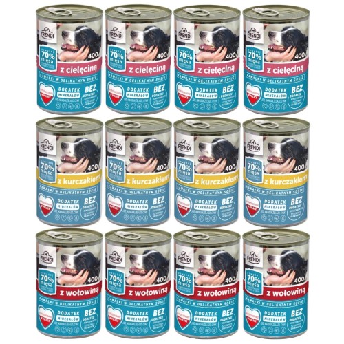Mokra karma dla psa FRENDI MIX smaków 12x400g