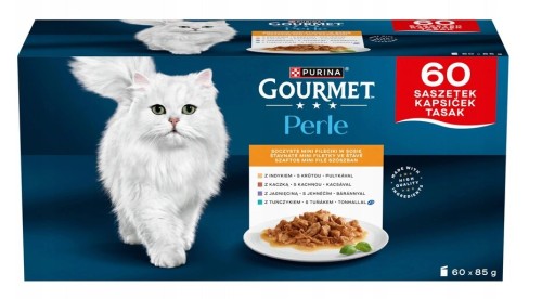 Karma mokra dla kota PURINA GOURMET PERLE mini fileciki mix smaków 60x85g