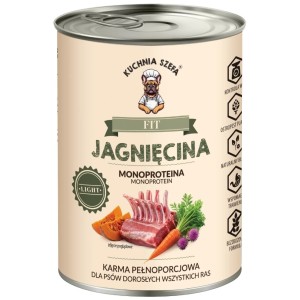Mokra karma dla psów LIGHT FIT JAGNIĘCINA MONOPROTEINOWA 400g KUCHNIA SZEFA
