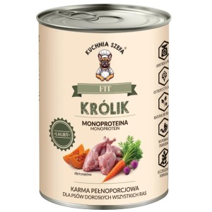 Mokra karma dla psów LIGHT FIT KRÓLIK MONOPROTEINOWA 400g KUCHNIA SZEFA