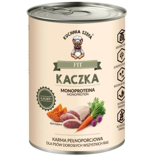 Mokra karma dla psów LIGHT FIT KACZKA MONOPROTEINOWA 400g KUCHNIA SZEFA