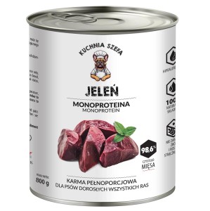 MOKRA KARMA DLA PSÓW JELEŃ MONOPROTEINOWA 800G KUCHNIA SZEFA