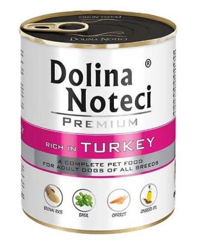 Mokra karma dla psa Dolina Noteci Premium bogata w indyka 800g