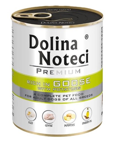 Mokra karma dla psa Dolina Noteci Premium bogata w gęś z ziemniakami 800g