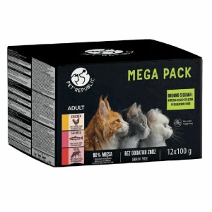 Mokra karma dla kota PetRepublic saszetki mix smaków 12x100g